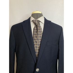 Joseph Abboud Mens Blazer Suit Jacket Sport Coat 40R 44" Navy Blue 2 Button Wool